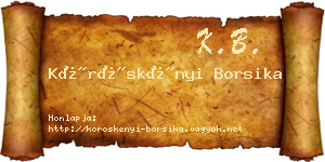 Köröskényi Borsika névjegykártya